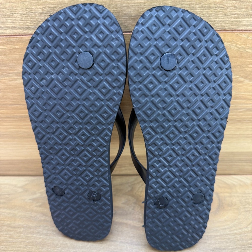 Tory Burch Flip Flop Thong Sandals Womens 6 Black White Geometric Travel Resort - Picture 9 of 10